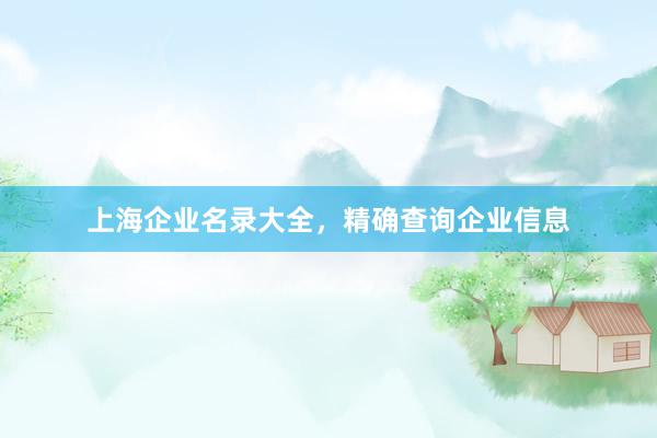 上海企业名录大全，精确查询企业信息