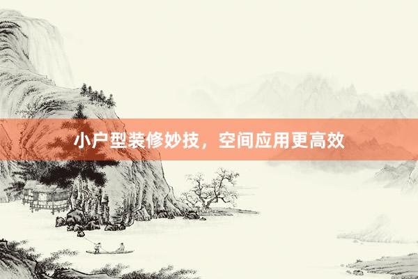 小户型装修妙技，空间应用更高效